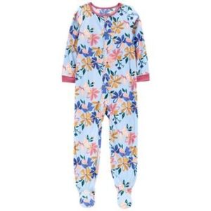 Girls Carter’s® Microfleece Lot Sleeve Footed Floral One Piece Pajamas